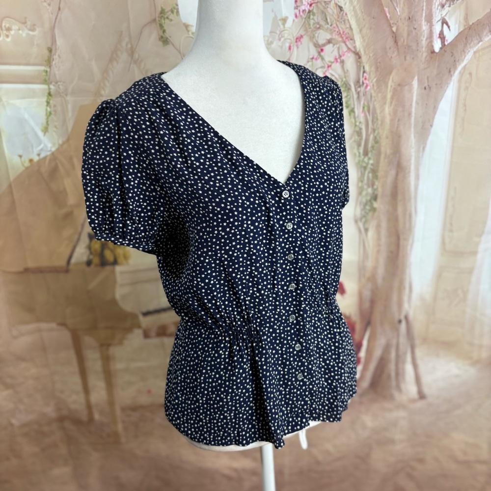 NEW J. Crew Navy Polka Dot Women's Top - Picture 6 of 12